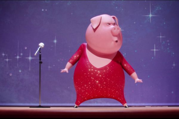 Gunter el cerdo con mucha energia y mucho talento de la película Sing