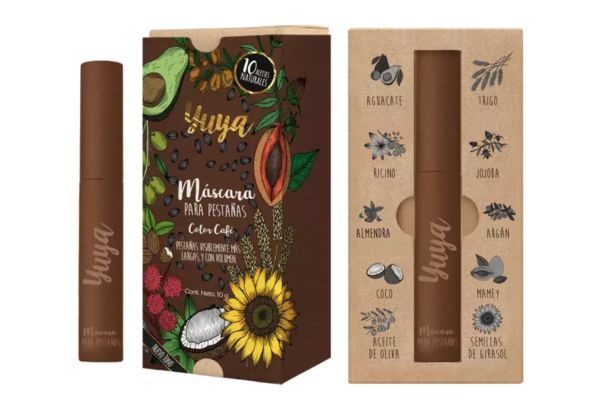 Envase del rimel Yuya 10 aceites con su caja con fondo blanco