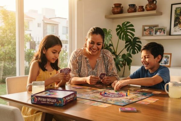 juegos de mesa ninos escolares en vacaciones Mamá jugando en familia juegos de mesa con niños de primaria en la mesa del comedor