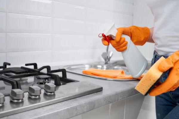 mantenimiento cocina a gas Manos dando mantenimiento y limpieza a una cocina a gas